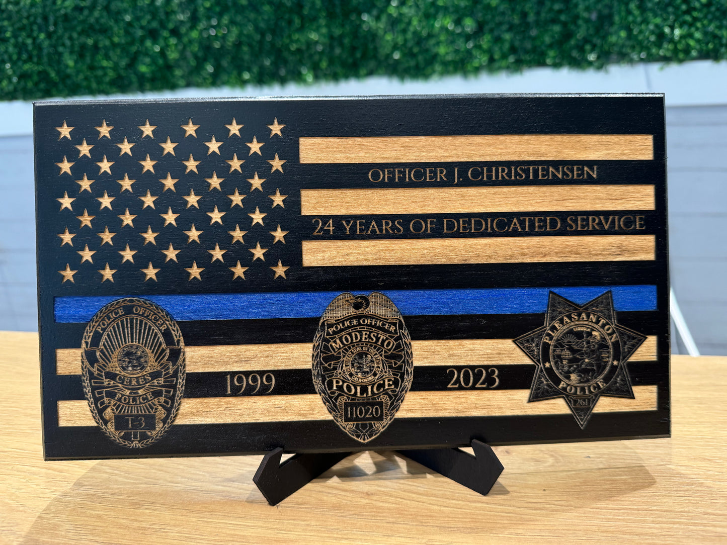 Custom Laser-Engraved Wooden Flag 6.25" x 11.25"