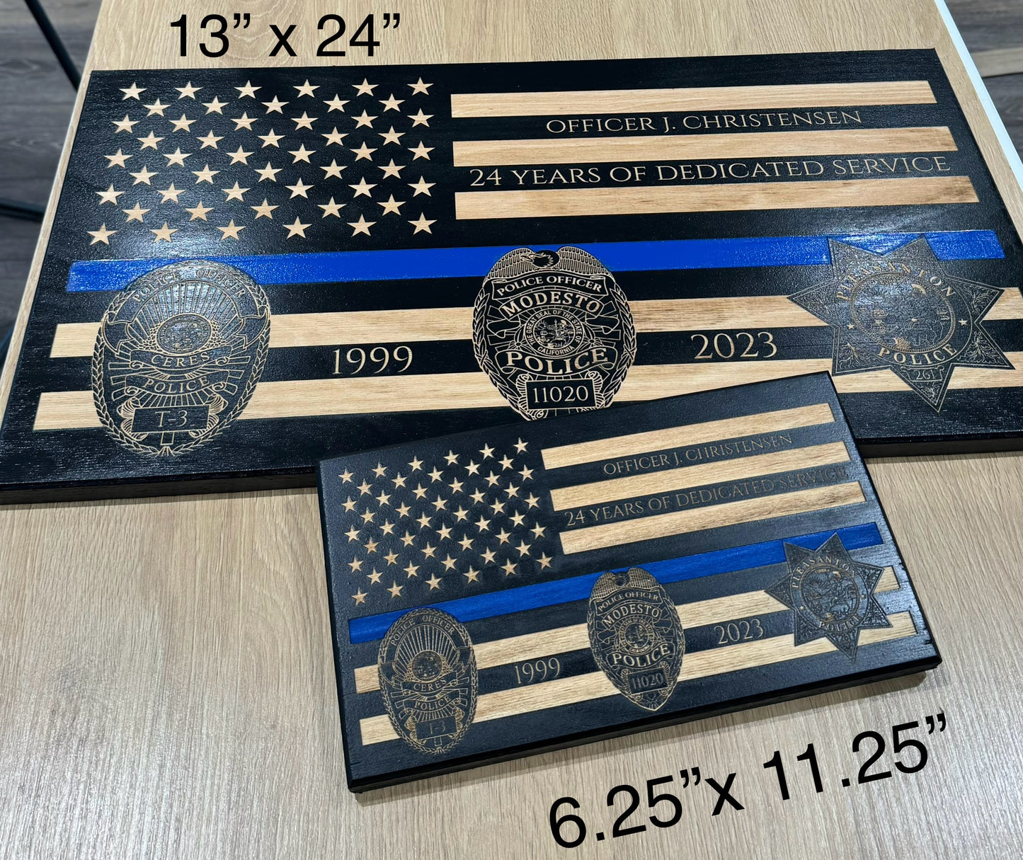 Custom Laser-Engraved Wooden Flag 13" x 24"