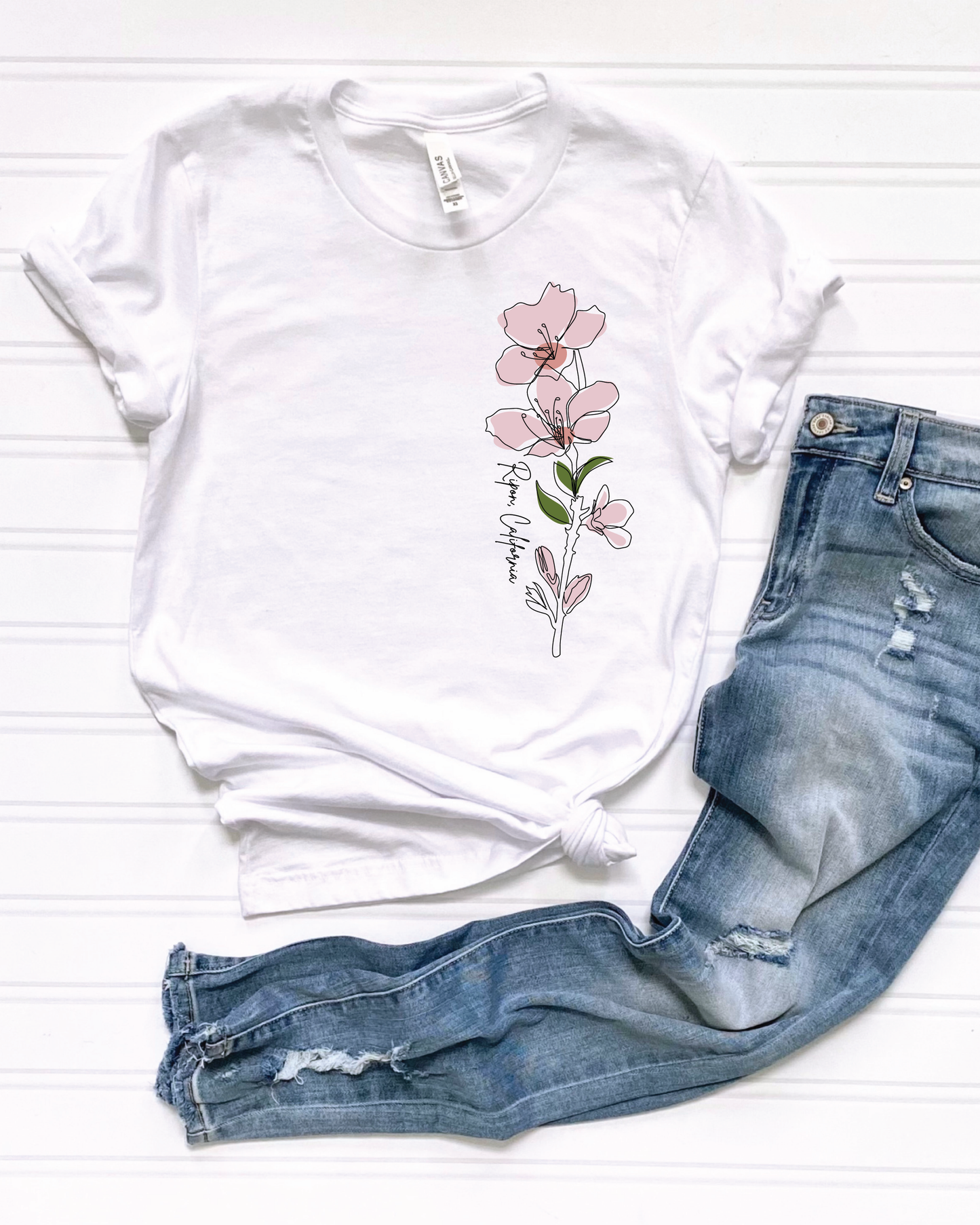 Line Art Almond Blossom T Shirt